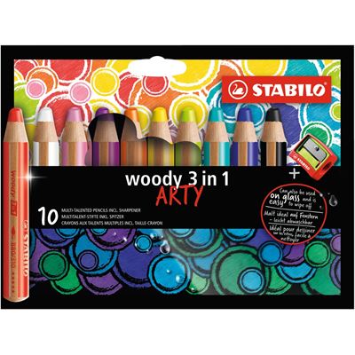 Sada trojhranných pasteliek STABILO woody 3 in1 /10 ks                          