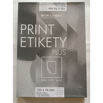 Etikety univerzálne 105x74 mm, biele, 100 hárkov                                