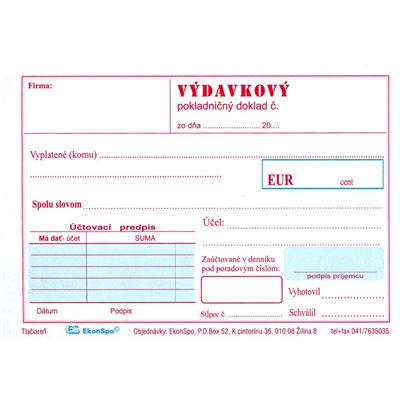 Výdavkový pokl. doklad (bez DPH) A6                                             