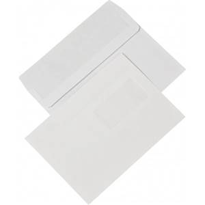 Poštové obálky C5 s okienkom, s odtrh. páskou, biele                            