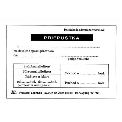 Priepustka A6                                                                   