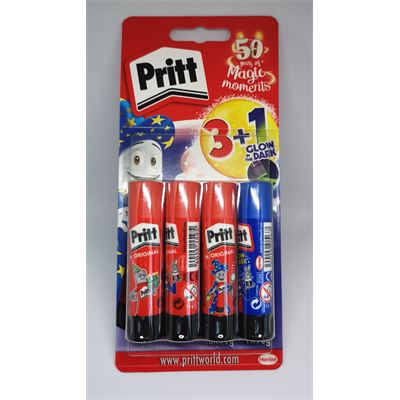 Lepiaca tyčinka Pritt 3x11g + 1x10g "Glow in the dark"                          