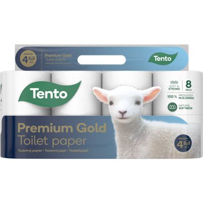 Toaletný papier Tento Premium gold 4-vrtstvý, 8 kotúčikov                       