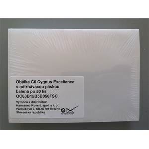 Poštové obálky Cygnus C6 s odtrh. páskou, biele, 50 ks                          